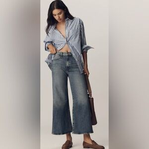 MOTHER THE HUSTLER ROLLER ANKLE HIGH-RISE WIDE-LEG JEANS